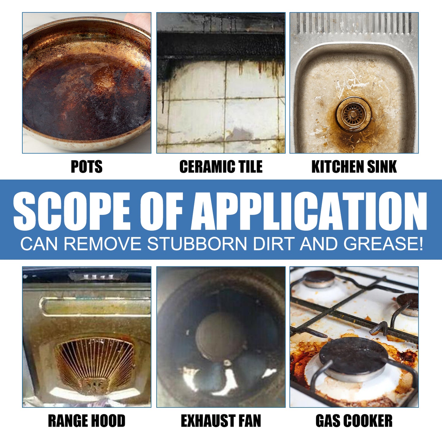 Jue-Fish Kitchen Oil Stain Foam Cleaner, Kitchen Stove Range Hood Oil Stain And Dirt Removal Cleaner