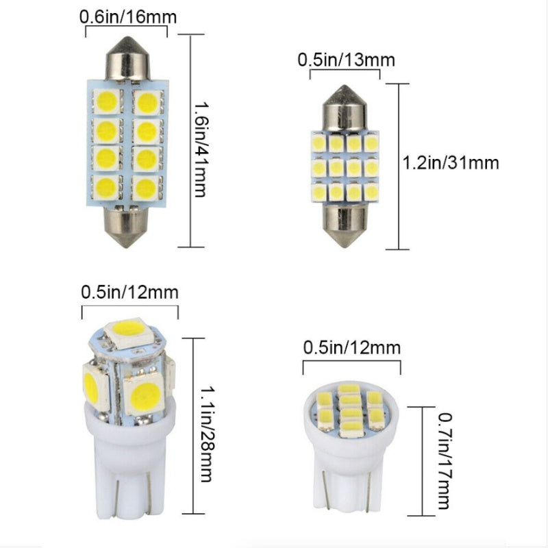 14Pcs T10 36mm LED Interior Car Accessories Kit Map Dome License Plate Lights - EBS PLATFORM INC.