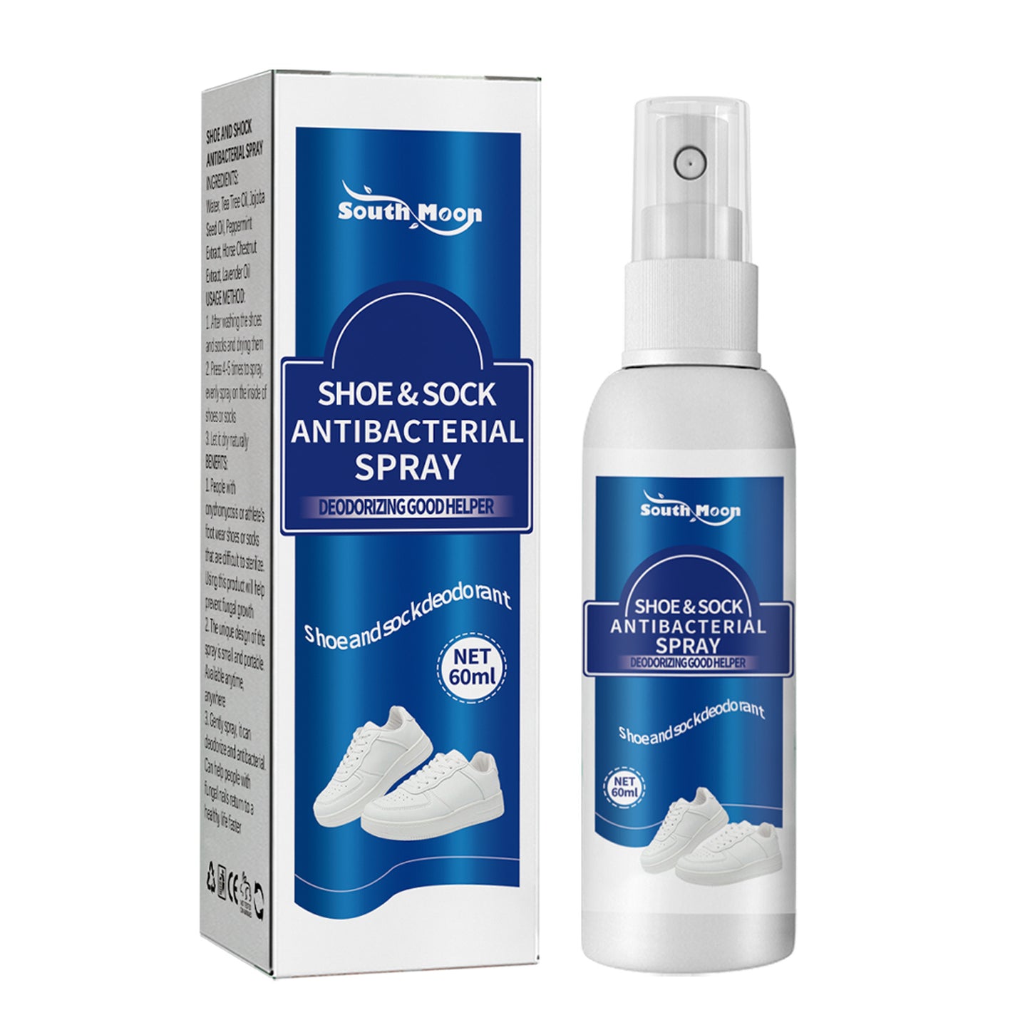 South Moon Shoe And Sock Deodorizing Spray Shoe And Sock Cleaner Sweaty Feet Odor Remover Dry Shoe Cabinet Freshener - EBS PLATFORM INC.