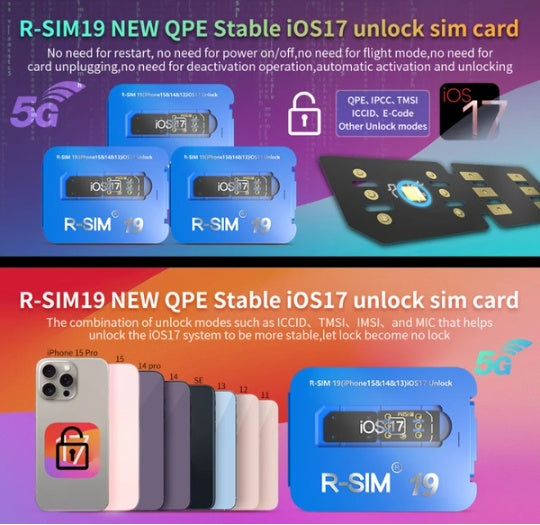 R-SIM19 NEW QPE Stable Unlock SIM Card For 15 Plus 14 13 Pro Max 12 IOS17