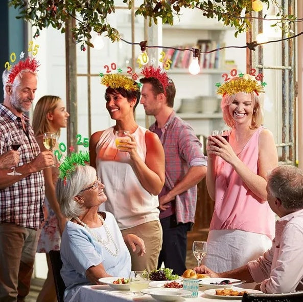 5PCS 2025 New Year Headband New Year's Eve Hat Star Hairbands Christmas Plastic Hair Bands With Sequins For New Year Eve Headpiece Birthday Carnival Party Props Decoration - EBS PLATFORM INC.