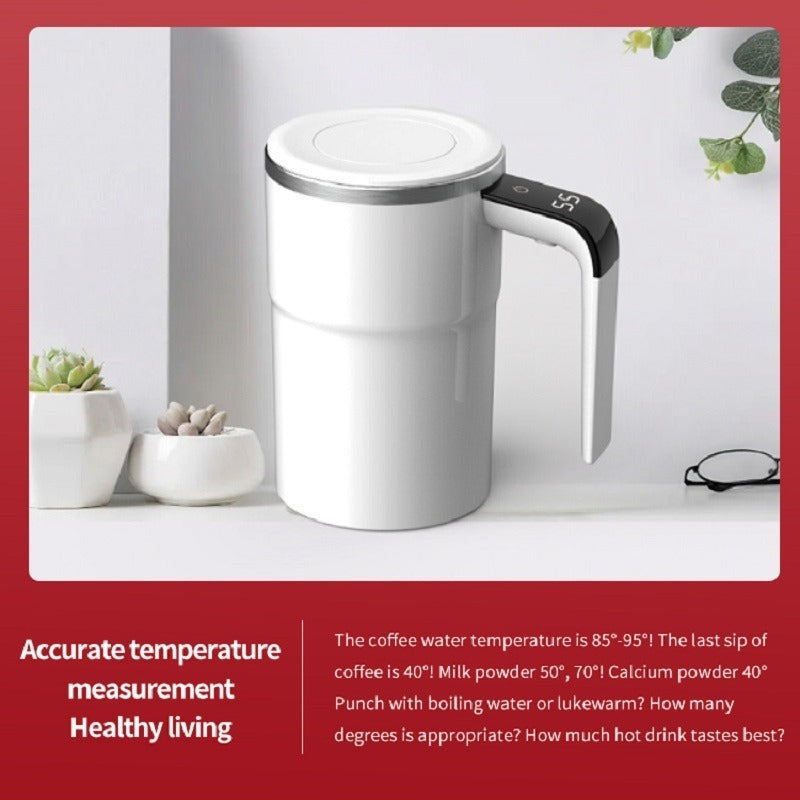 Automatic Coffee Stirring Cup, Stainless Steel Self-stirring Coffee Cup With Lid, Automatic Stirring, LED Intelligent Display Temperature - EBS PLATFORM INC.