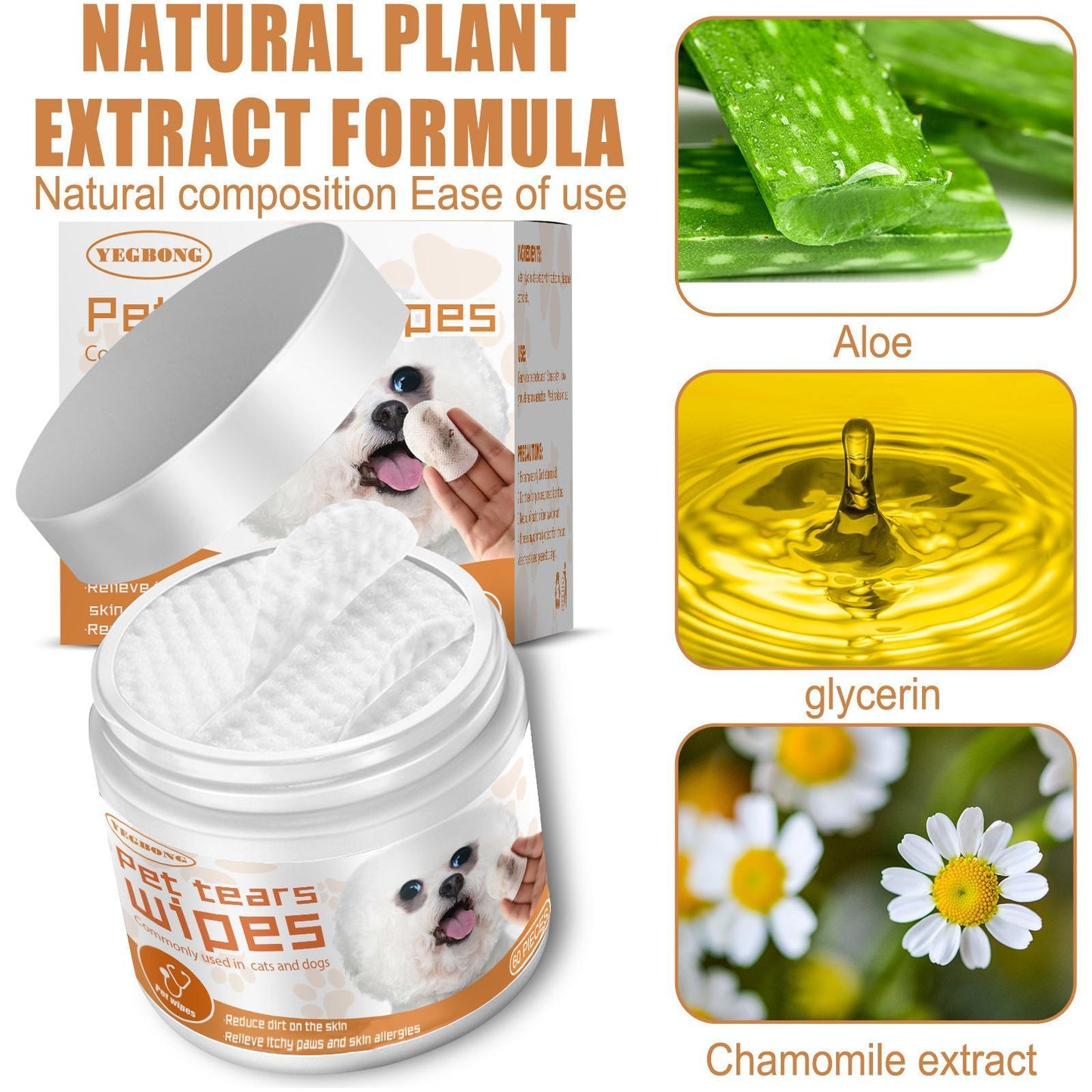 Yegebang Pet Wipes For Cleaning Dogs And Cats Tear Stains Eye Cleaning Wipes Eye Dirt Cotton Pads