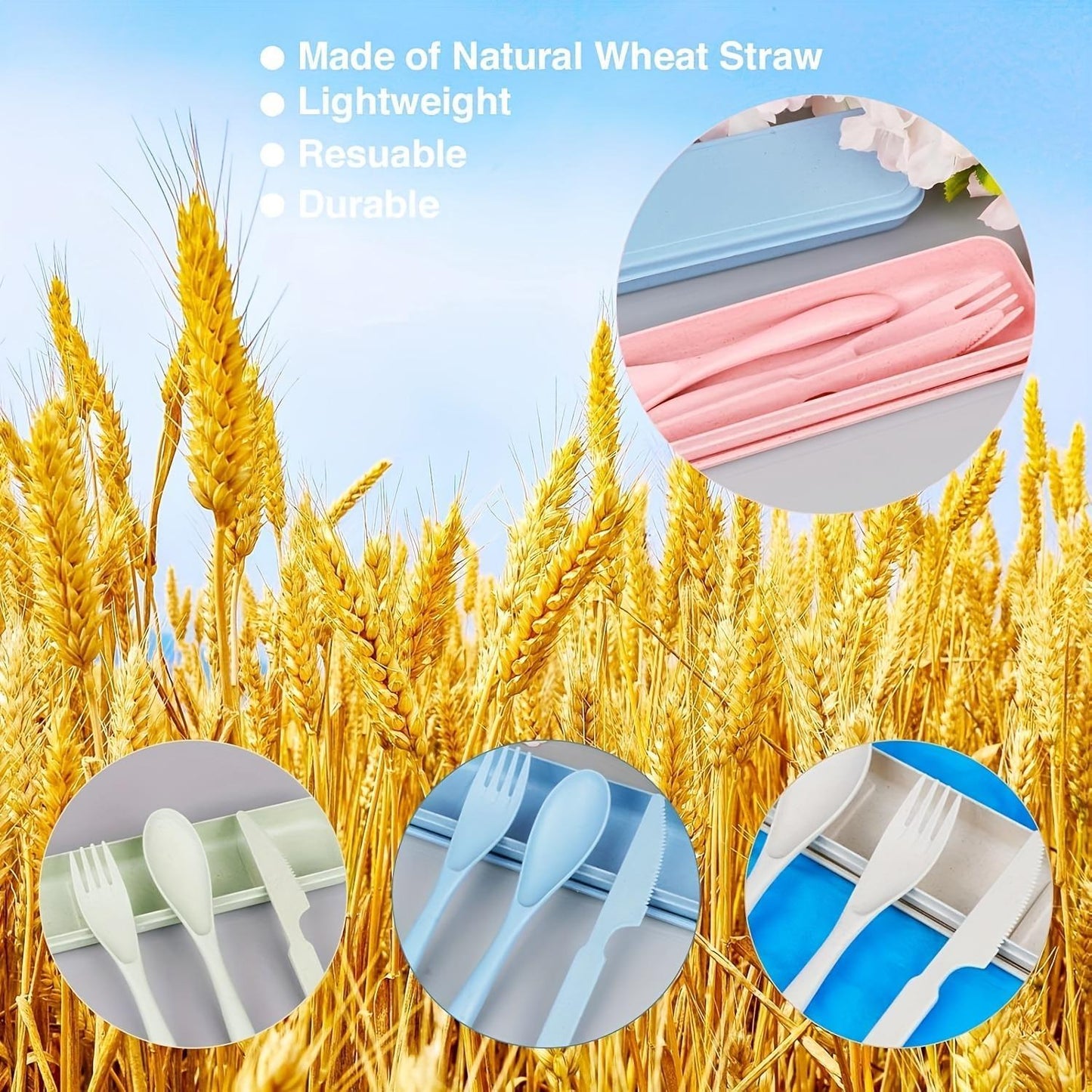 Sustainable Diet 4-Piece Eco-Friendly Cutlery Set Biodegradable Reusable