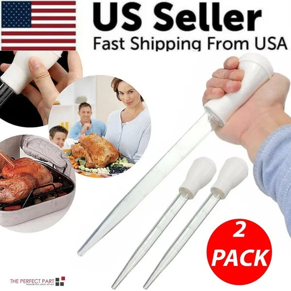2 PCS Meat & Poultry Baster Heat Resistant BPA Free Turkey Syringe Flavor 30ML - EBS PLATFORM INC.