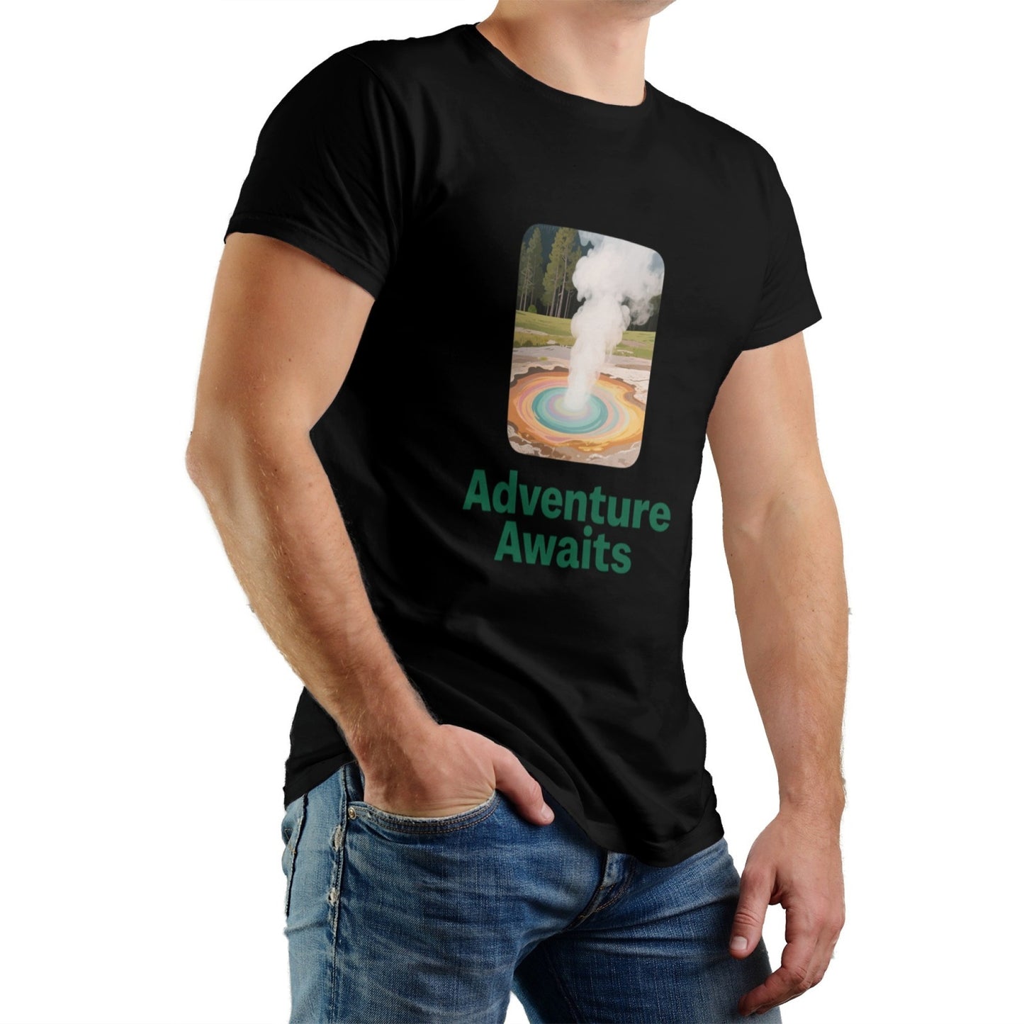 Solid Color Printed Men's Pure Cotton T-shirt - Casual Round Neck, Slightly Elastic, Suitable For Summer Knitted Fabrics, Classic Fit Adult Shirt, Couple Shirt