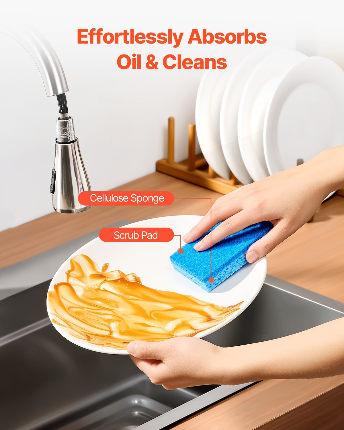 12 Pcs Sponges Durable Kitchen Sponges With Cellulose & Scrub Pad