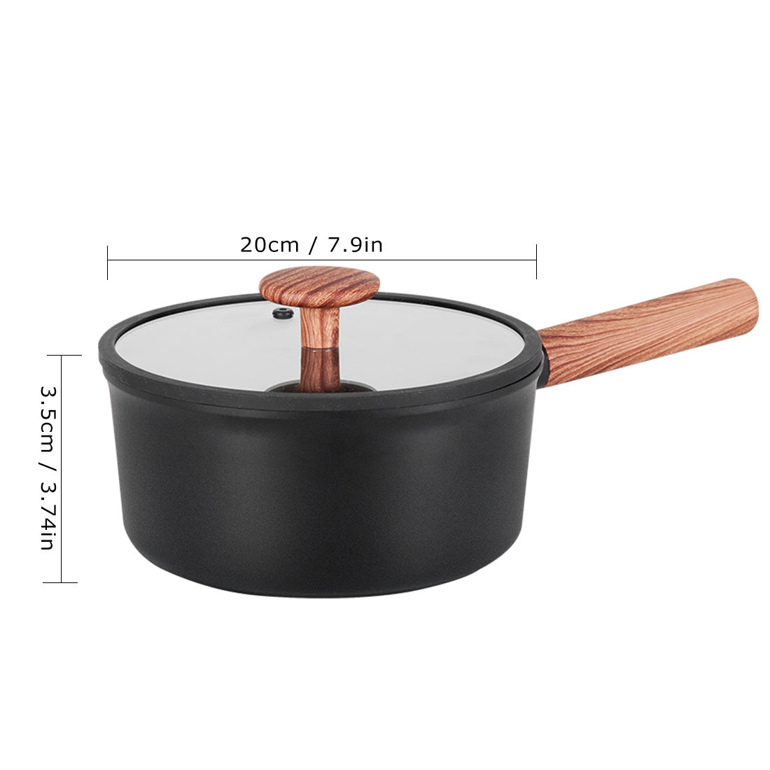 2 Piece Set 6.3 Inch,7.87 Inch ,1.5 QT,3 QT, Aluminum Mini Pots With Detachable Handles And Glass Lids ,Free Of PFOA,PFOS, Dishwasher Safe, Compatible With Gas,Electric Ceramic Cooktops