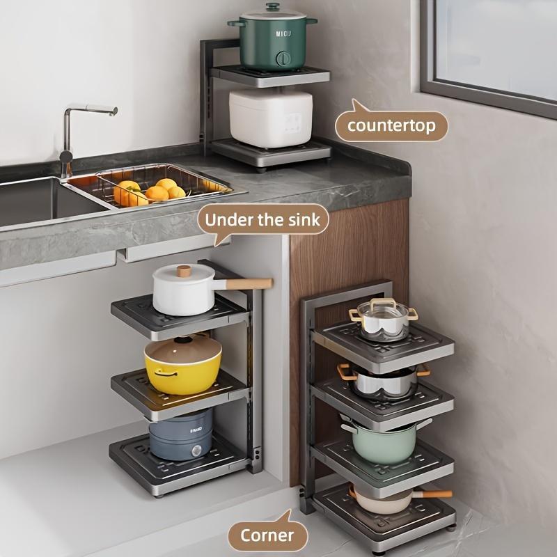 Kitchen Cabinet Pots And Pans Heavy Duty Multi-layer Adjustable Storage Rack