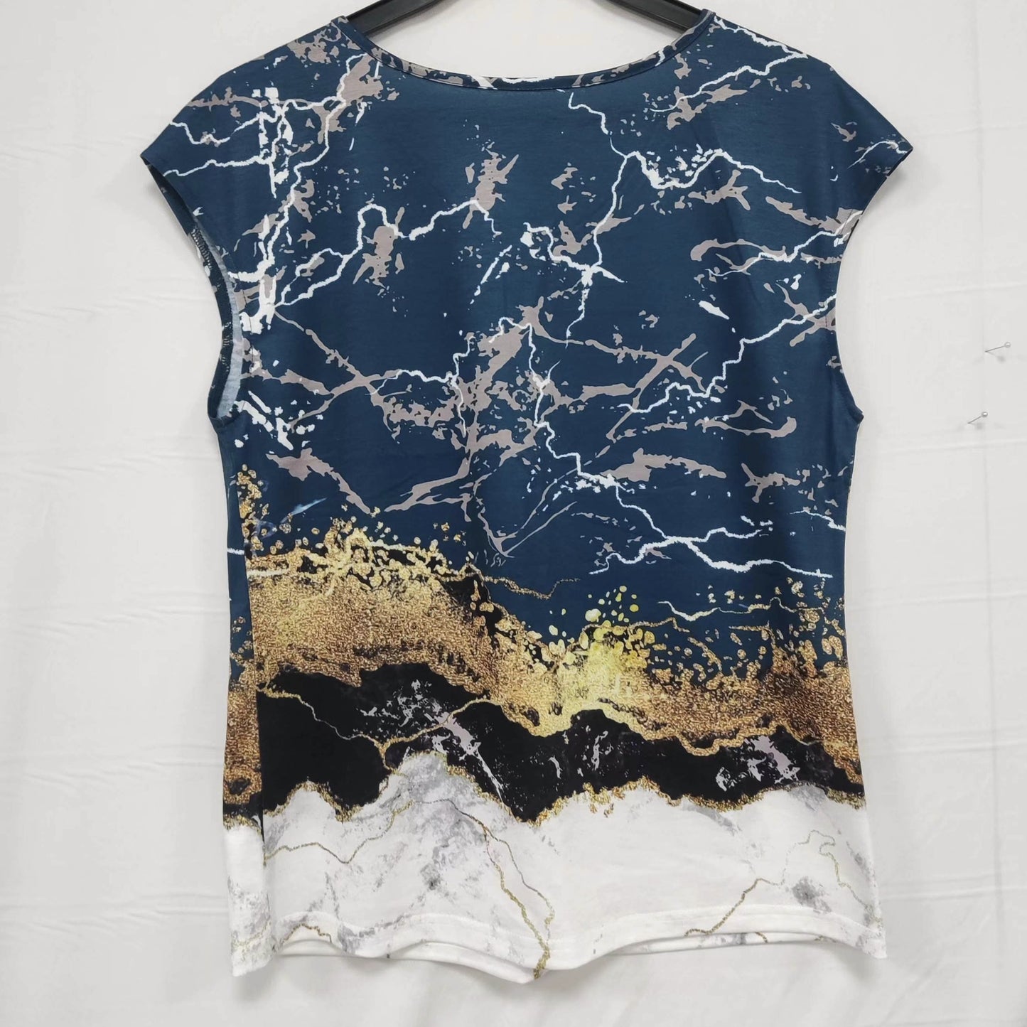 Women's Tribal Floral Print Hat Sleeve V-neck T-shirt