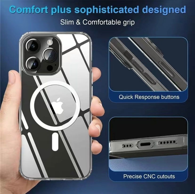 MagSafe Compatible Case for iPhone 15/14 Plus, Pro, Pro Max – Military-Grade Shockproof Protection, Magnetic Hybrid Phone Cover
