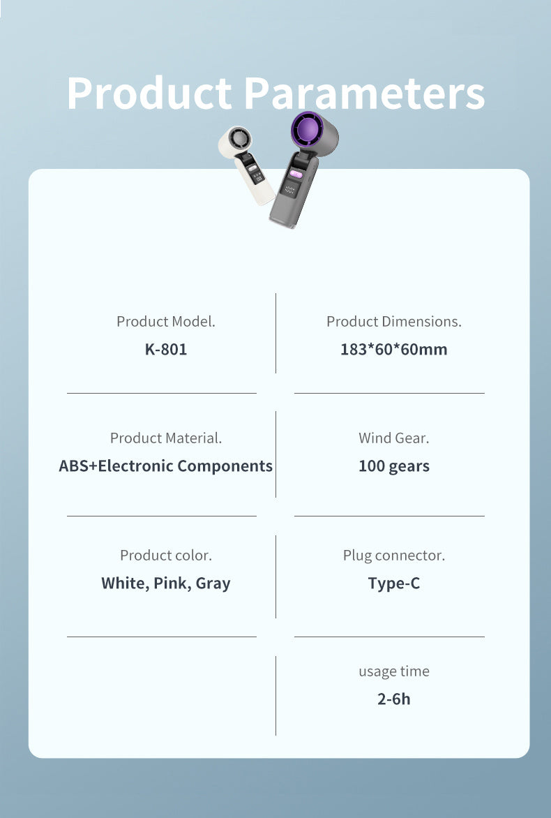 Fit For Portable Turbofan USB Rechargeable Strong Wind Adjustable Wind Speed 4000mAh Foldable Outdoor Camping Cooling Fan