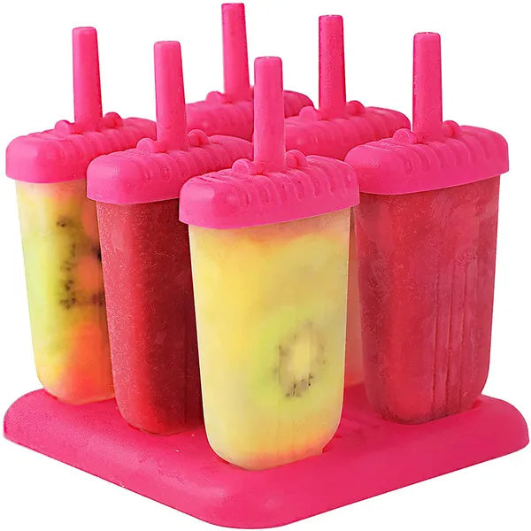 6Pcs Popsicle Molds Reusable Ice Cream DIY Ice Maker Ice Bar Maker Plastic Popsicle Mold For Homemade Iced Snacks