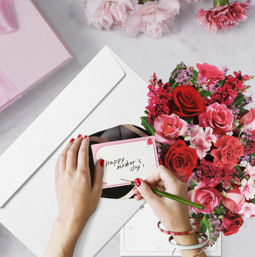 Paper Pop Up Cards Flower Bouquet 3D Rose Valentine's Day Greeting Cards Anniversary Birthday Get Well Gifts Crad For Women Girl