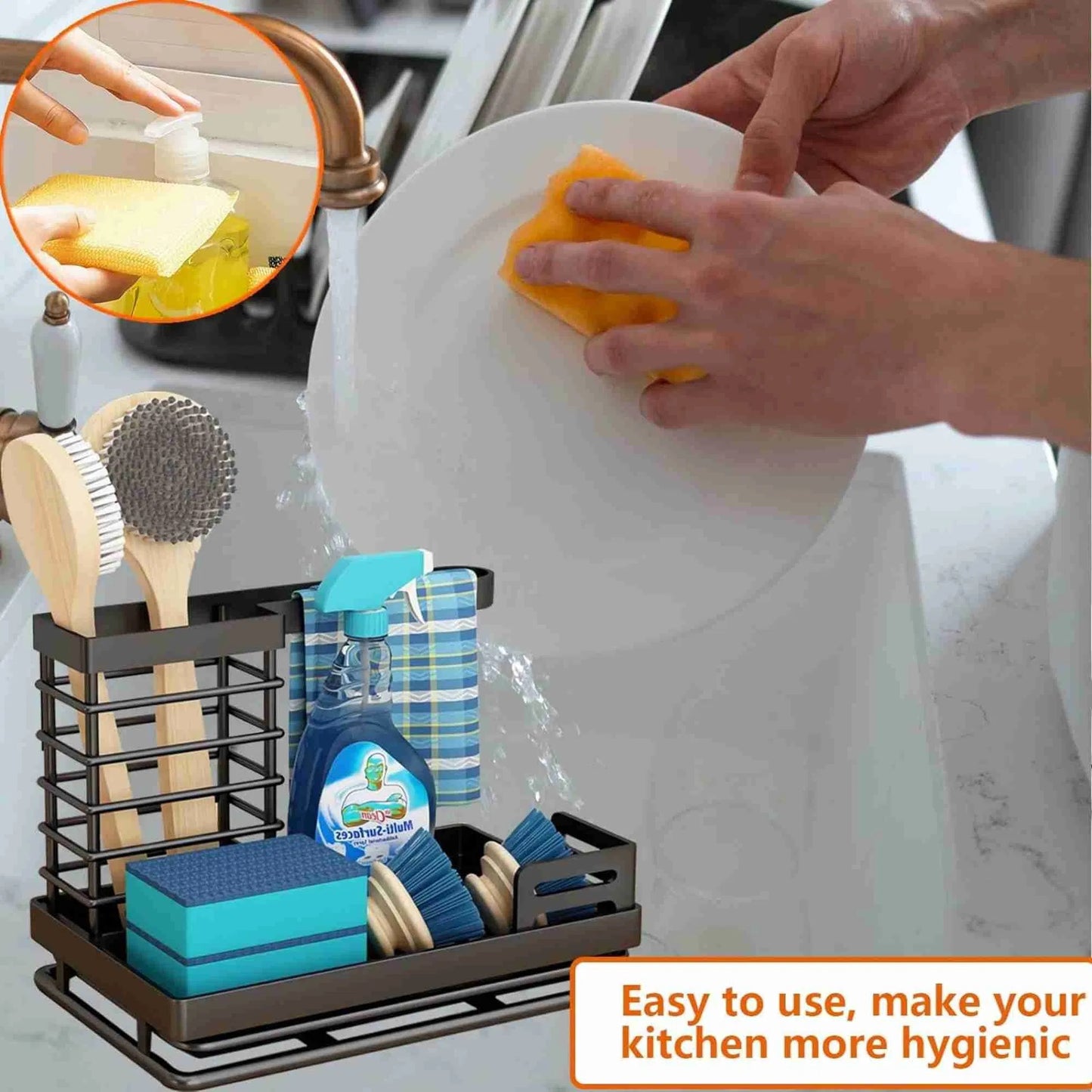 Kitchen Caddy Sink Organizer, Stainless Steel Sink Caddy Sponge Holder For Kitchen Sink