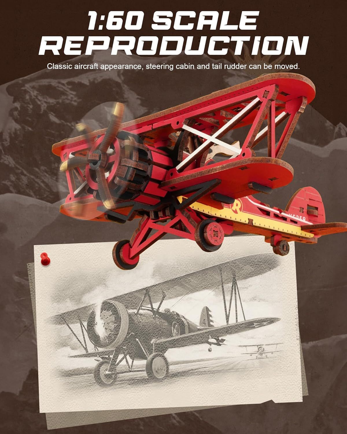 ROKR 3D Wooden Puzzle Kit - Gravity Swing Series Gladiator Fighter With Moving Mechanism, Challenging DIY Building Project For Adult Model Enthusiasts - EBS PLATFORM INC.