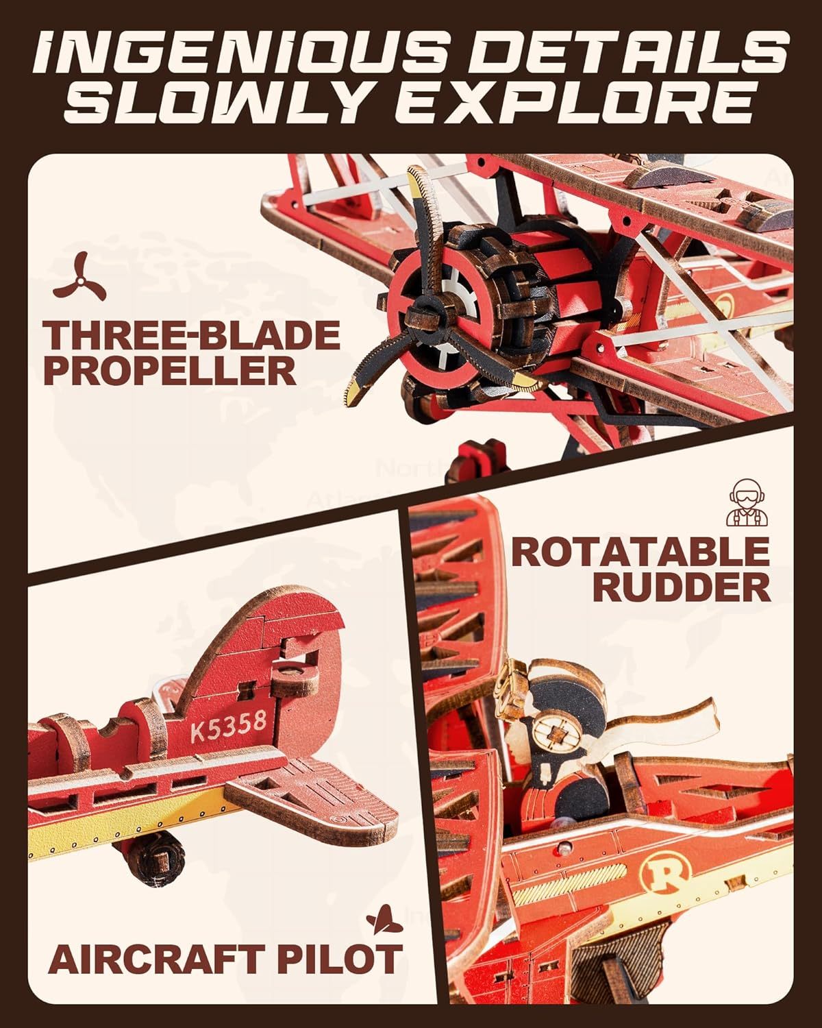 ROKR 3D Wooden Puzzle Kit - Gravity Swing Series Gladiator Fighter With Moving Mechanism, Challenging DIY Building Project For Adult Model Enthusiasts - EBS PLATFORM INC.