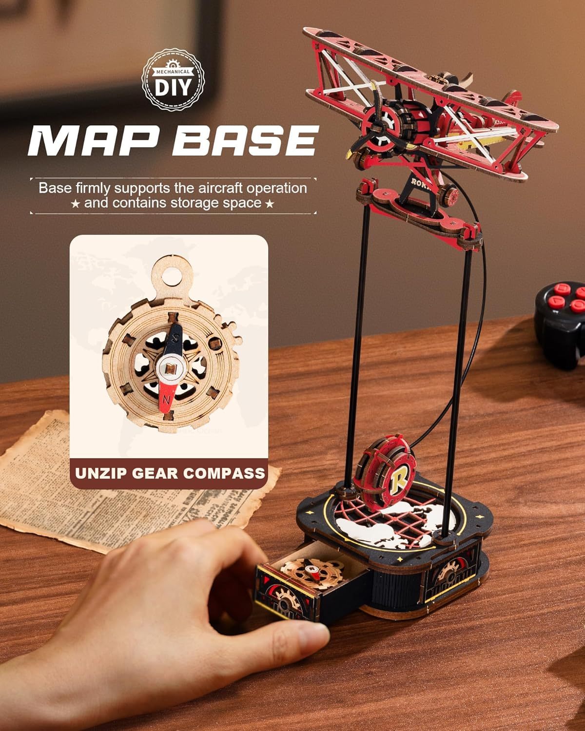 ROKR 3D Wooden Puzzle Kit - Gravity Swing Series Gladiator Fighter With Moving Mechanism, Challenging DIY Building Project For Adult Model Enthusiasts - EBS PLATFORM INC.