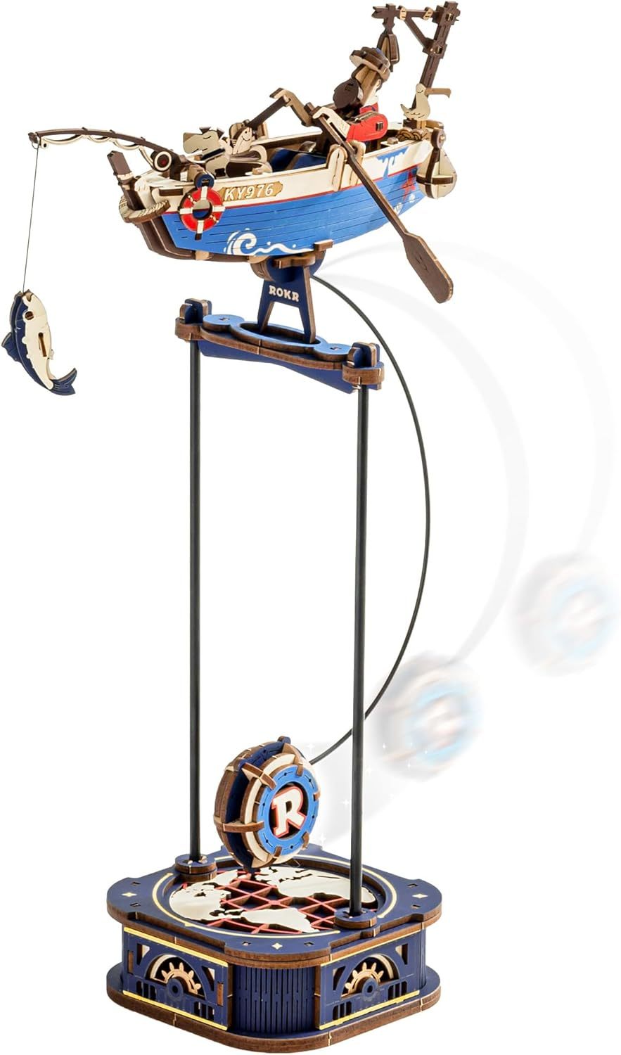 ROKR 3D Wooden Puzzle Kit - Gravity Swing Series Gladiator Fighter With Moving Mechanism, Challenging DIY Building Project For Adult Model Enthusiasts - EBS PLATFORM INC.