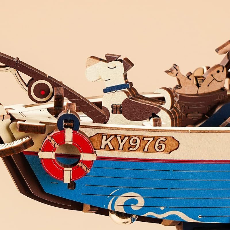 ROKR 3D Wooden Puzzle Kit - Gravity Swing Series Gladiator Fighter With Moving Mechanism, Challenging DIY Building Project For Adult Model Enthusiasts - EBS PLATFORM INC.