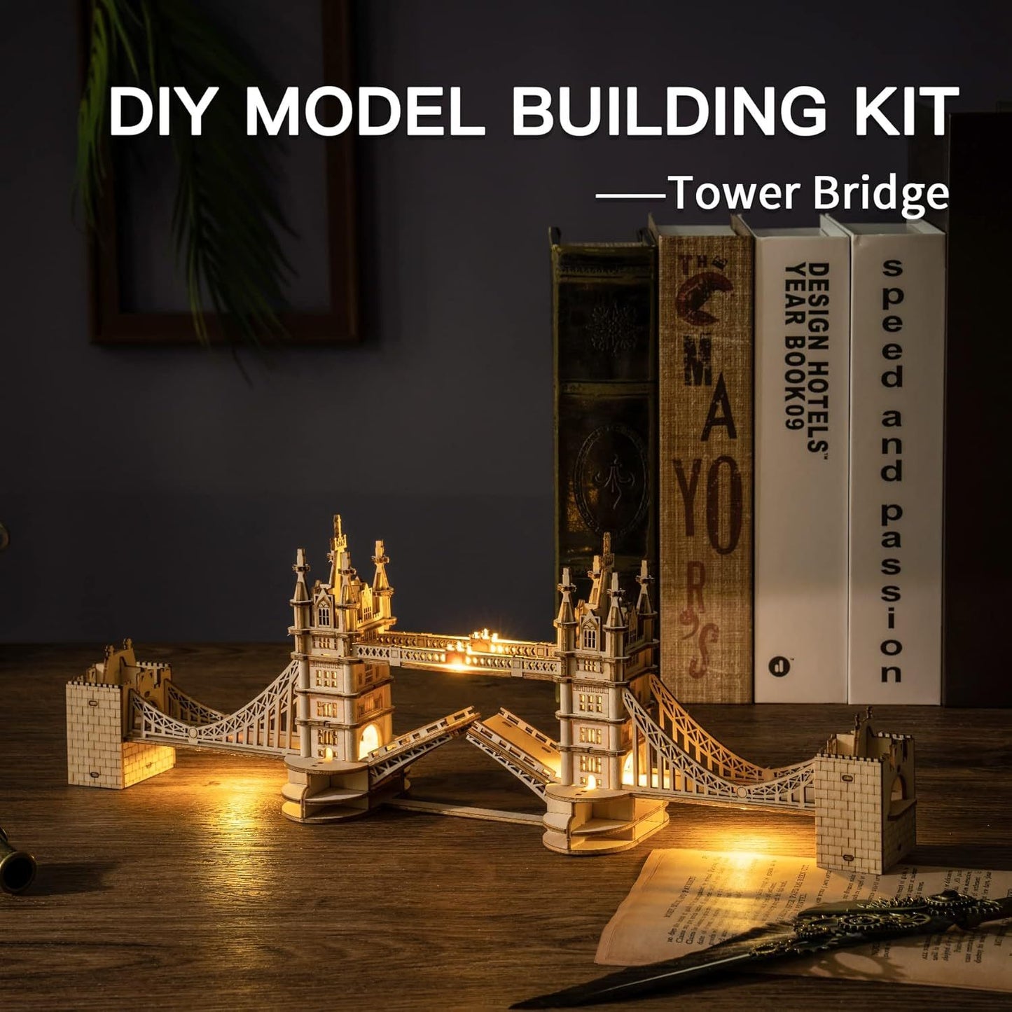 ROBOTIME 3D Wooden Puzzle London Tower Bridge Model Kit For Adults Xmas Gifts TG412 - EBS PLATFORM INC.