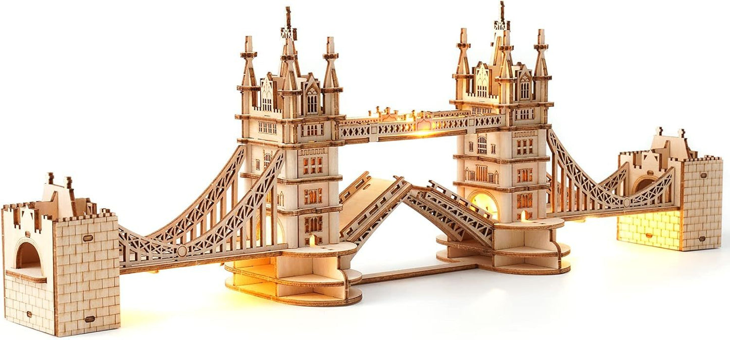 ROBOTIME 3D Wooden Puzzle London Tower Bridge Model Kit For Adults Xmas Gifts TG412 - EBS PLATFORM INC.