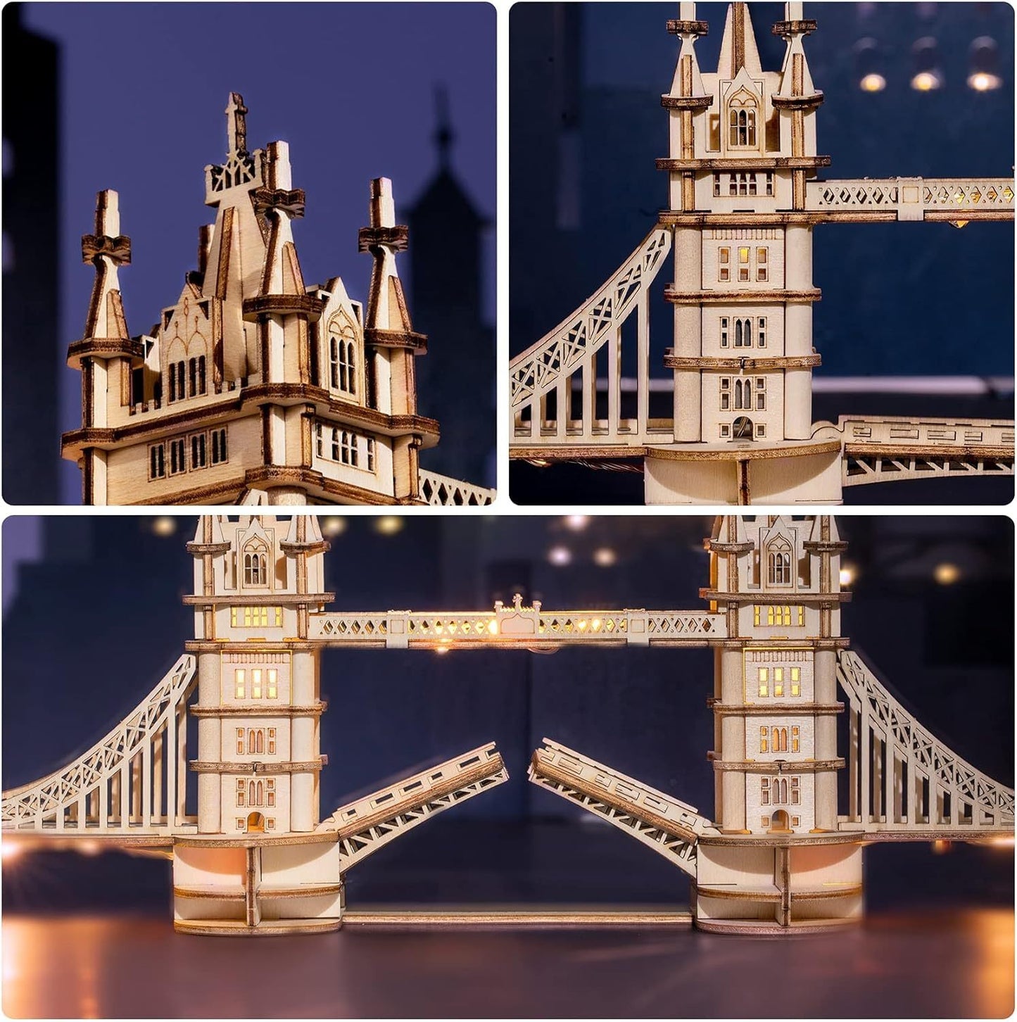 ROBOTIME 3D Wooden Puzzle London Tower Bridge Model Kit For Adults Xmas Gifts TG412 - EBS PLATFORM INC.