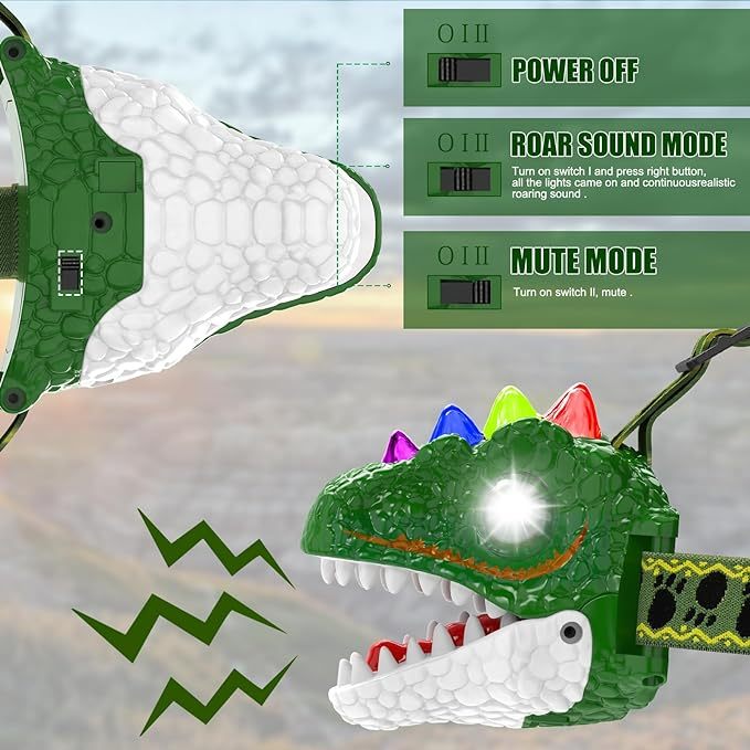 Awesome Dinosaur Headlamp With Light And Music, Perfect Costume Props For Party Activities, Good Stuff For Children's Early Education - EBS PLATFORM INC.