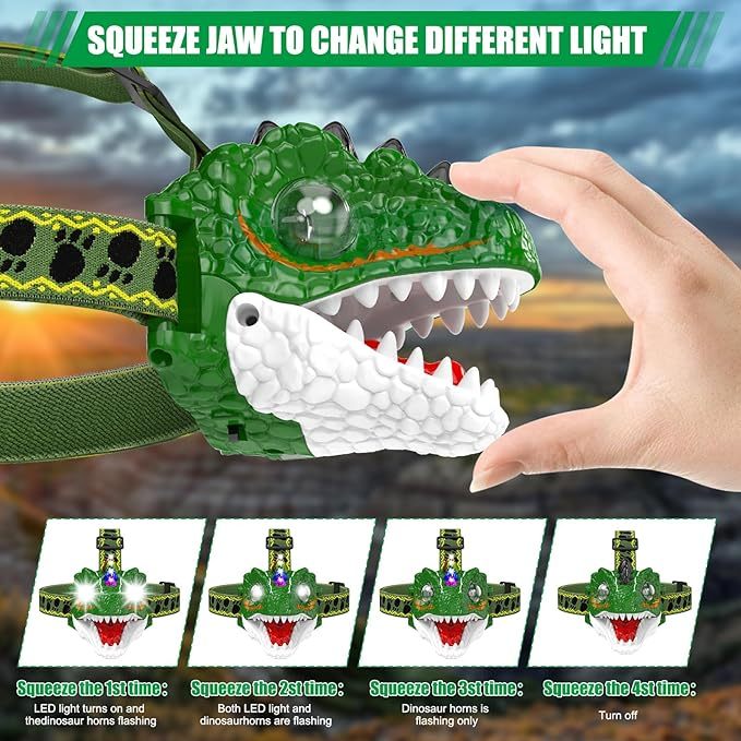 Awesome Dinosaur Headlamp With Light And Music, Perfect Costume Props For Party Activities, Good Stuff For Children's Early Education - EBS PLATFORM INC.