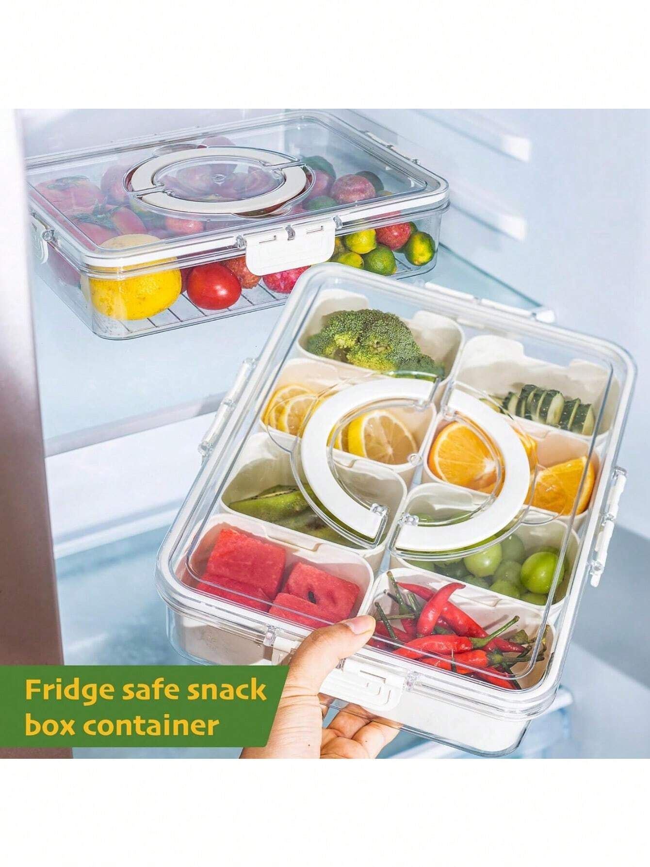 Portable Snack Box With Lid And Handle For Travel And Beach Use, Can Hold Cooked Vegetables And Fruits, 1 Piece