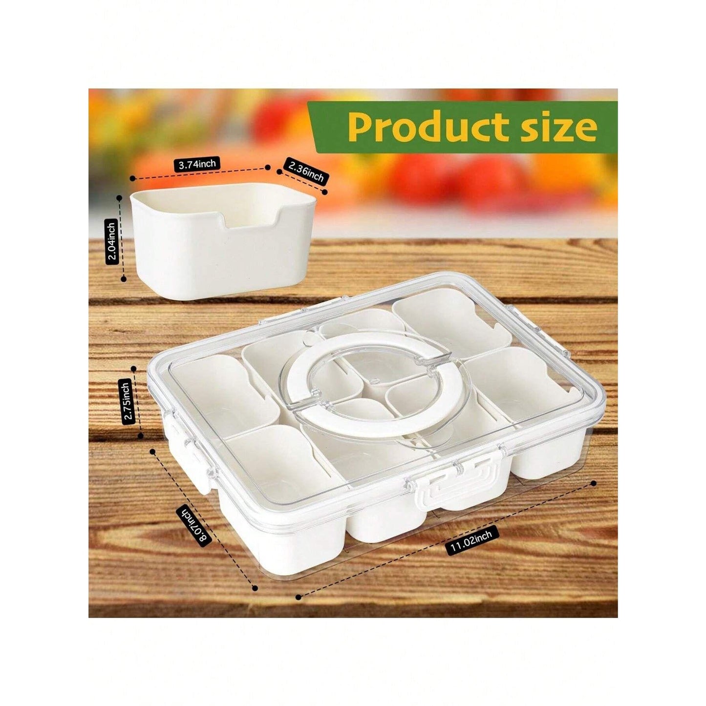 Portable Snack Box With Lid And Handle For Travel And Beach Use, Can Hold Cooked Vegetables And Fruits, 1 Piece