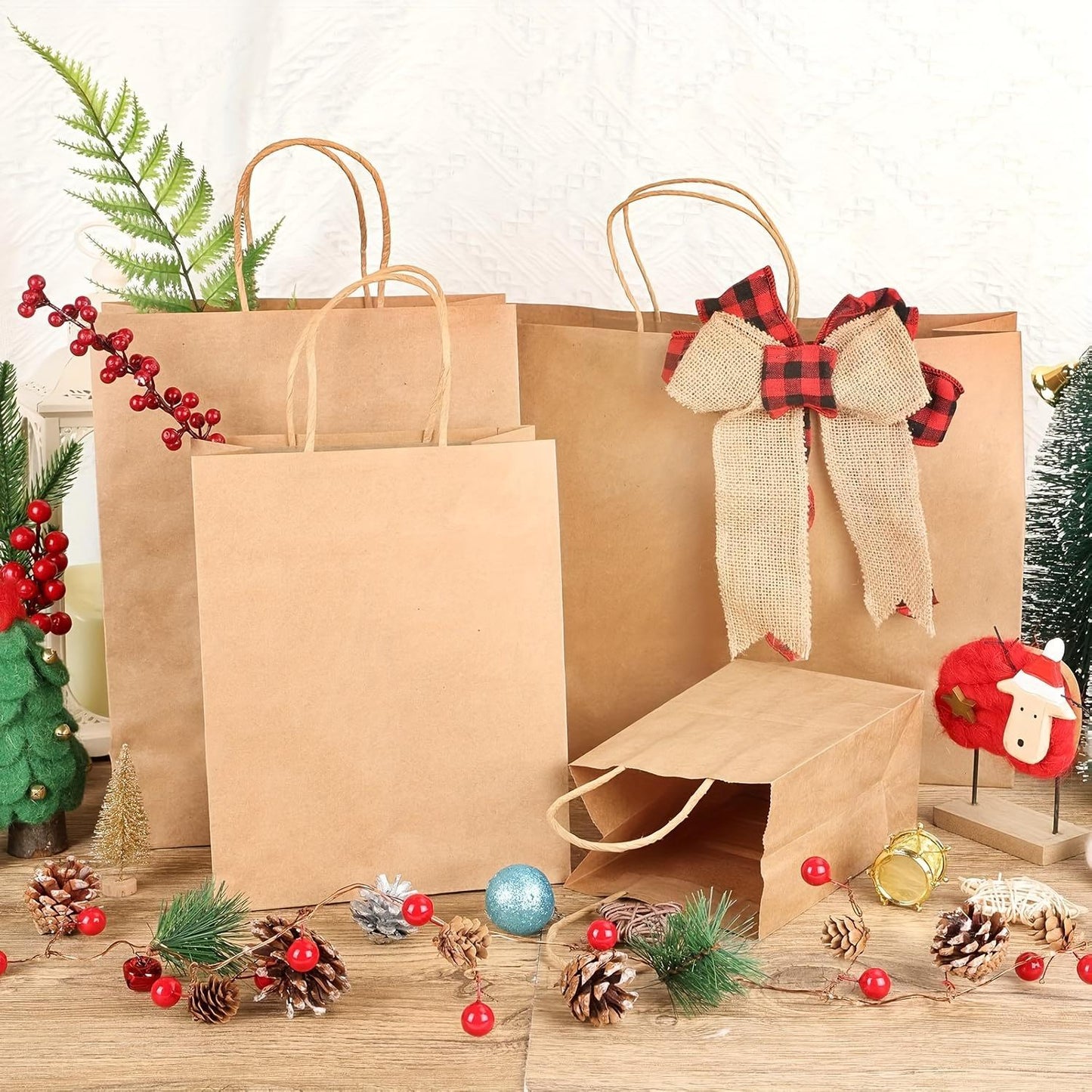 40 Pcs Kraft Paper Gift Bags With Handles In Various Sizes Suitable For Store Retail Goods And Christmas Birthday Wedding Party Gifts