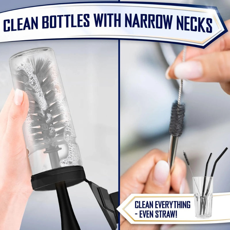 Dish Brush Set Of 4 With Bottle Water Brush Dish Scrub Brush Straw Brush Black