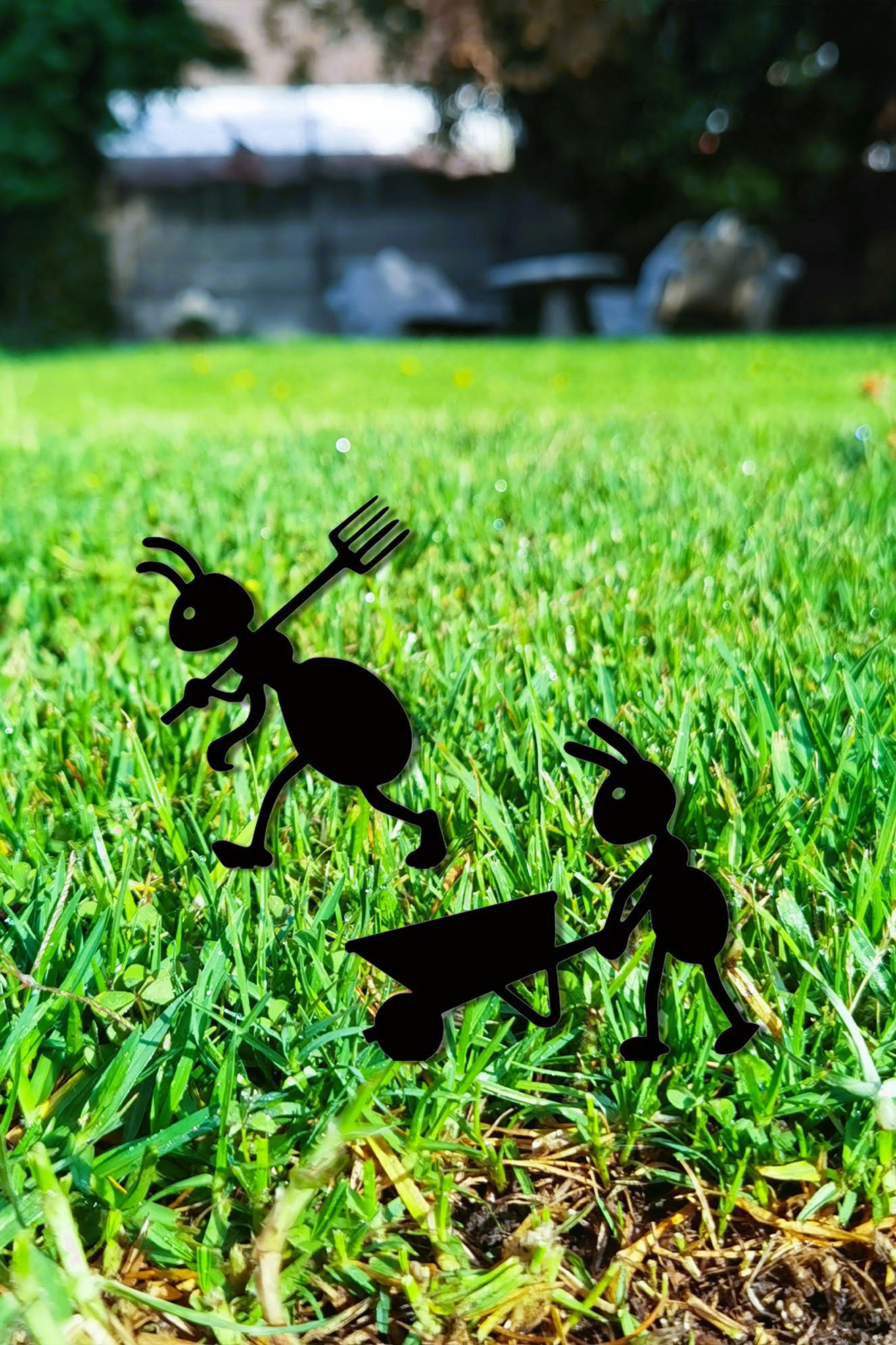 Decorative Iron Ant Garden Stake - Outdoor Metal Yard Art For Lawn, Patio