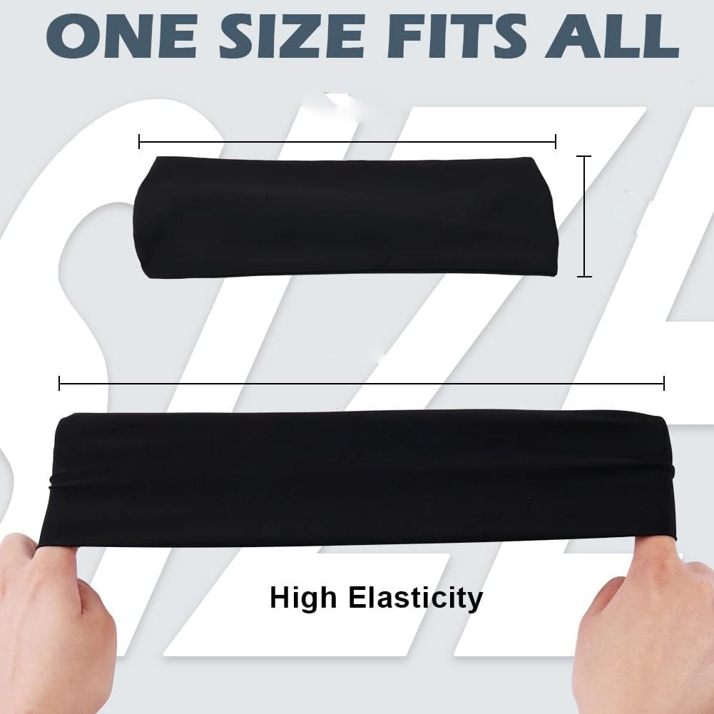 Sports Headbands For Men & Women -5 Pack, Wicking Sweatbands, Elastic Non Slip Sweat Bands, Athletic Workout Fashion Wide Hair Bands For Running, Cycling, Basketball, Yoga