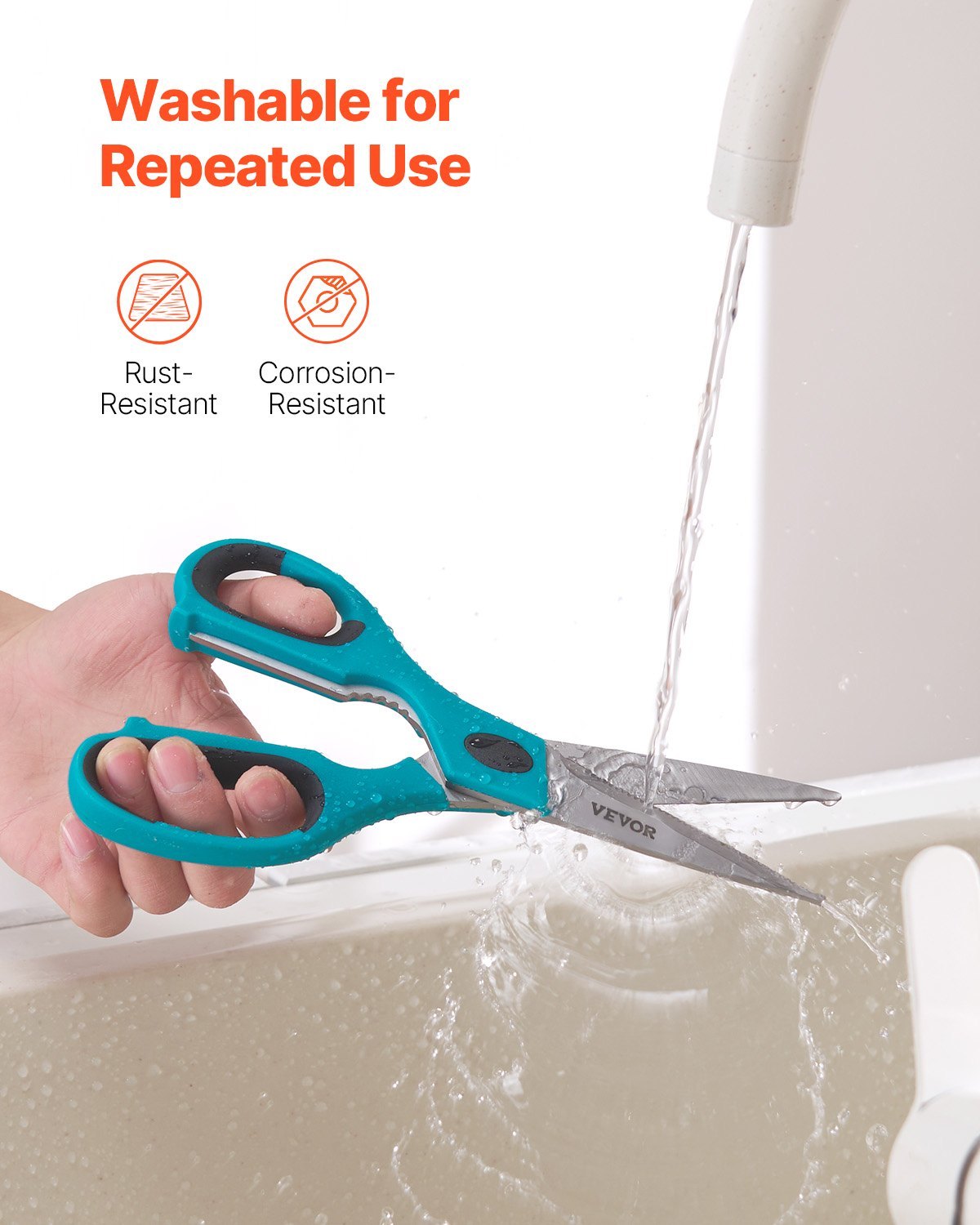 Kitchen Scissors 2 Pack Stainless Steel Kitchen Cooking Shears Cyan Grey