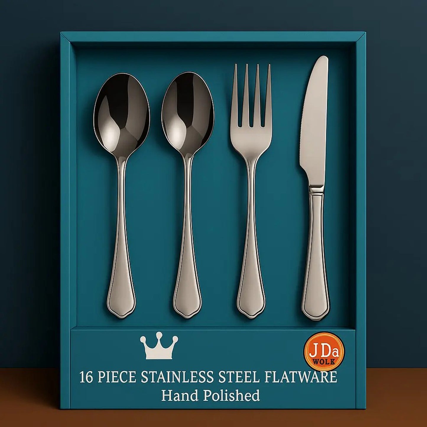 16 Piece Luxury High-end Silver Tableware Family Utensil Set - Stainless Steel 4-person Utensil Service Including Fork, Knife, Spoon, And Teaspoon - Durable, Elegant, Rust Proof Utensil Set, USPS Ship
