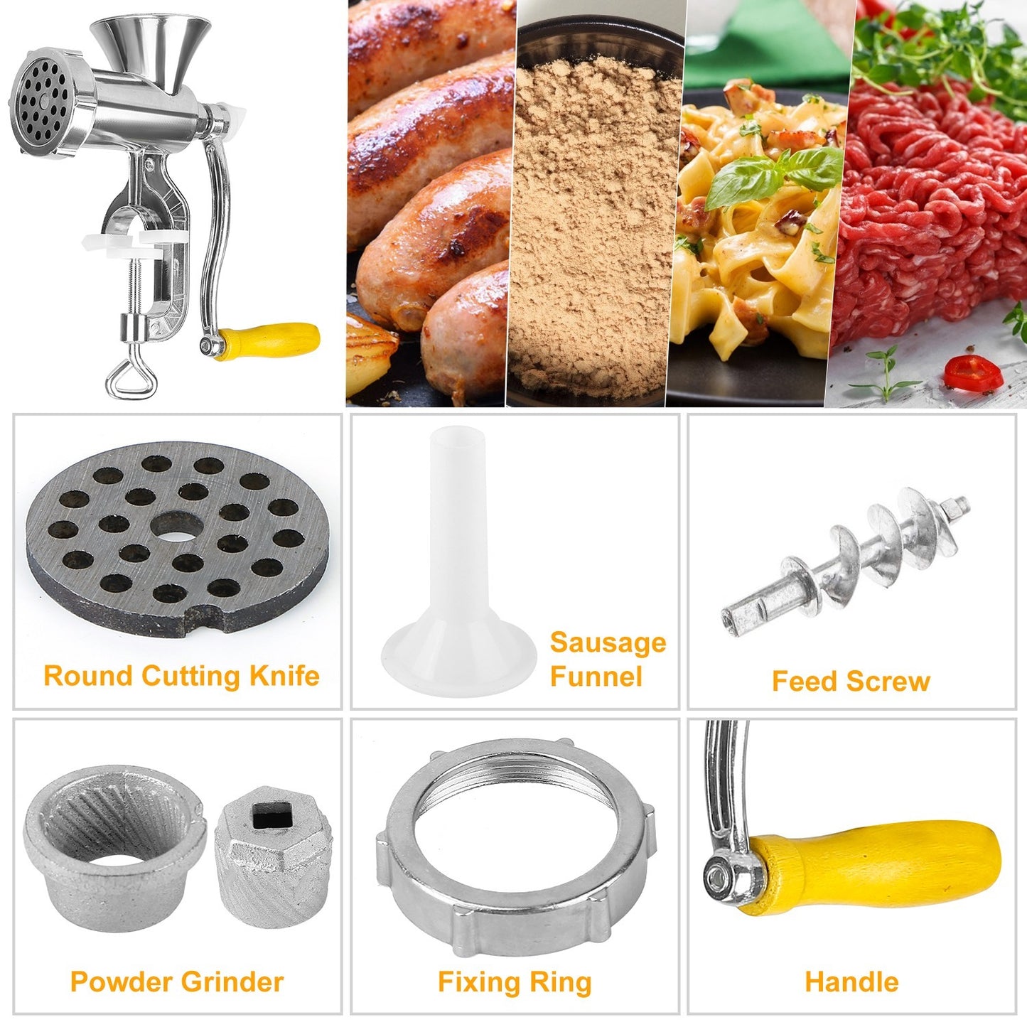 1Pc Manual Meat Grinder Heavy Duty Hand Operated Mincer Sausage Maker Machine Noodle Maker Kitchen Food Grinder For Pork Beef Pepper