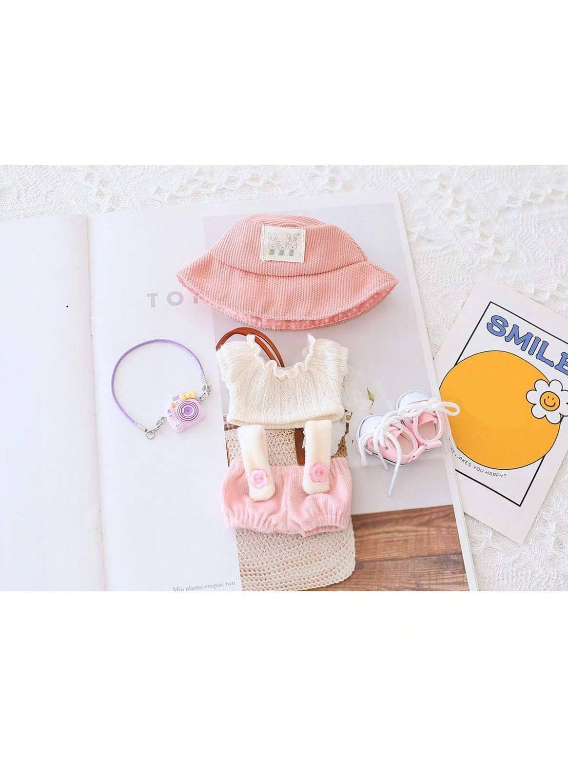 5PCS-Set Cute Hat Shoes Doll Clothes Outfit Set For LABUBU 15CM-17CM Doll, Adorable Dress Up Accessories For Doll - Dolls Not Included - EBS PLATFORM INC.