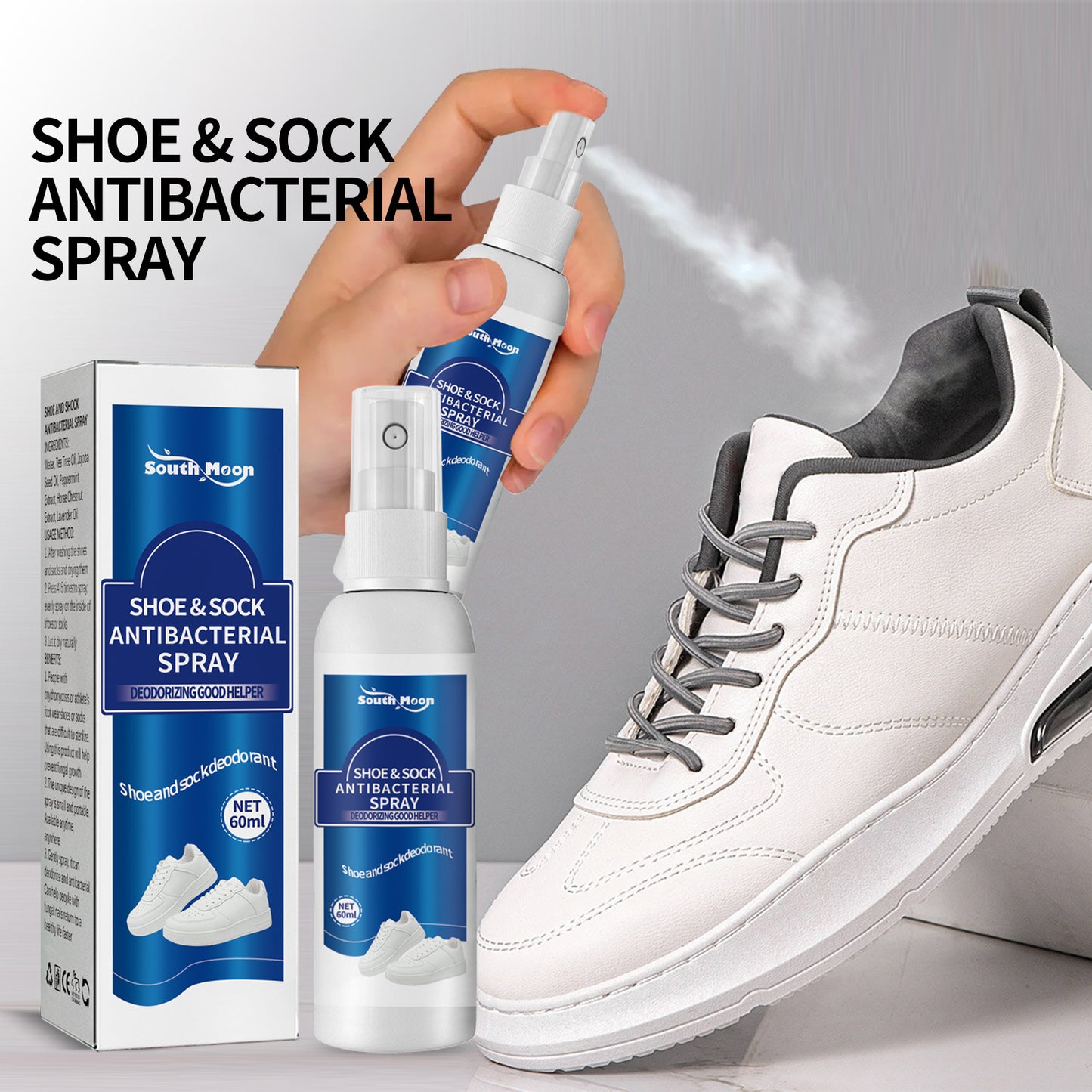 South Moon Shoe And Sock Deodorizing Spray Shoe And Sock Cleaner Sweaty Feet Odor Remover Dry Shoe Cabinet Freshener - EBS PLATFORM INC.