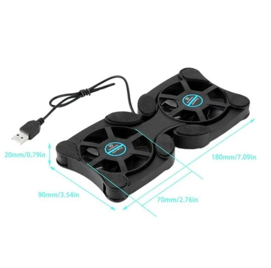 Dual USB Cooling Fan Pad Foldable Slim Fans Cooler Stand For Laptop PC Notebook - EBS PLATFORM INC.
