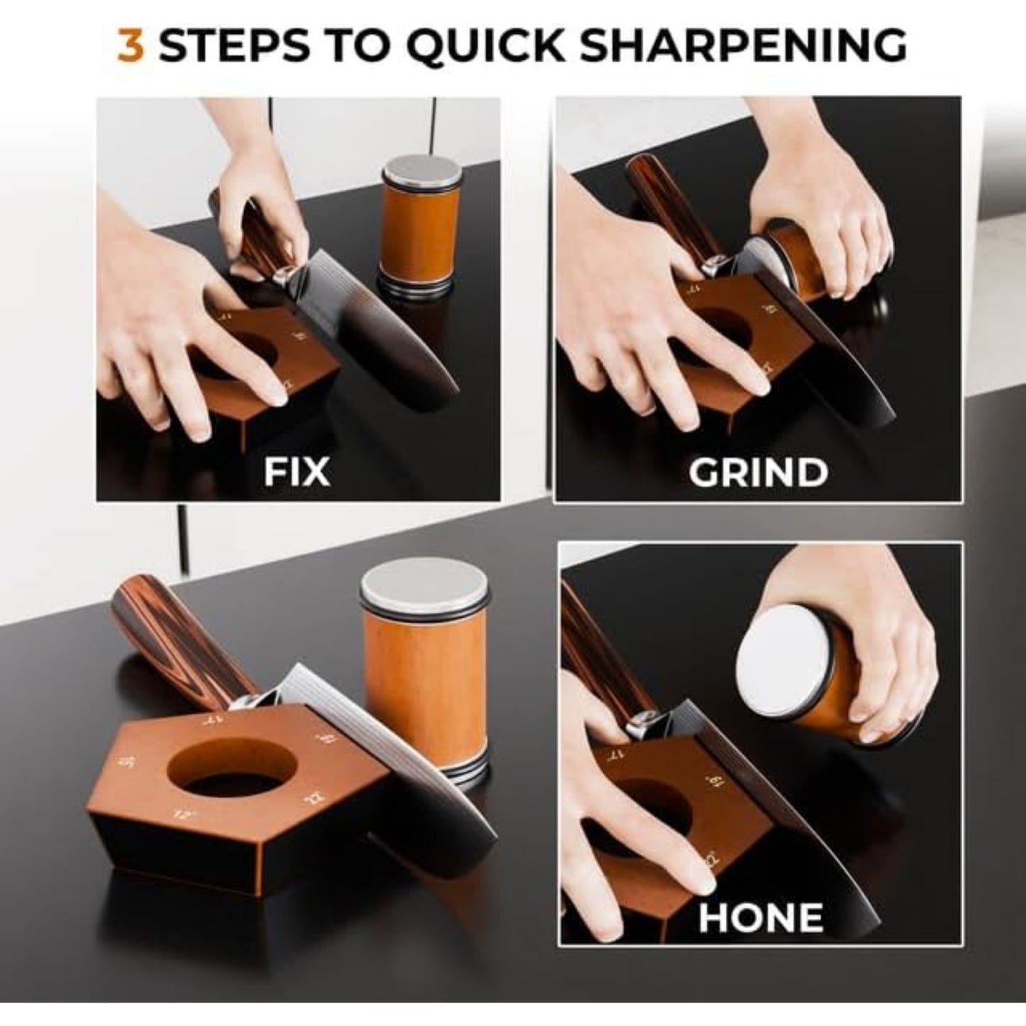 Rolling Knife Sharpener Kit 5 Magnetic Angles 12 Degrees, 15 Degrees, 17 Degrees, 19 Degrees, 22 Degrees. Professional Rolling Knife Sharpening Tool Perfect For Kitchen, Chef, Pocket & Serrated Knives