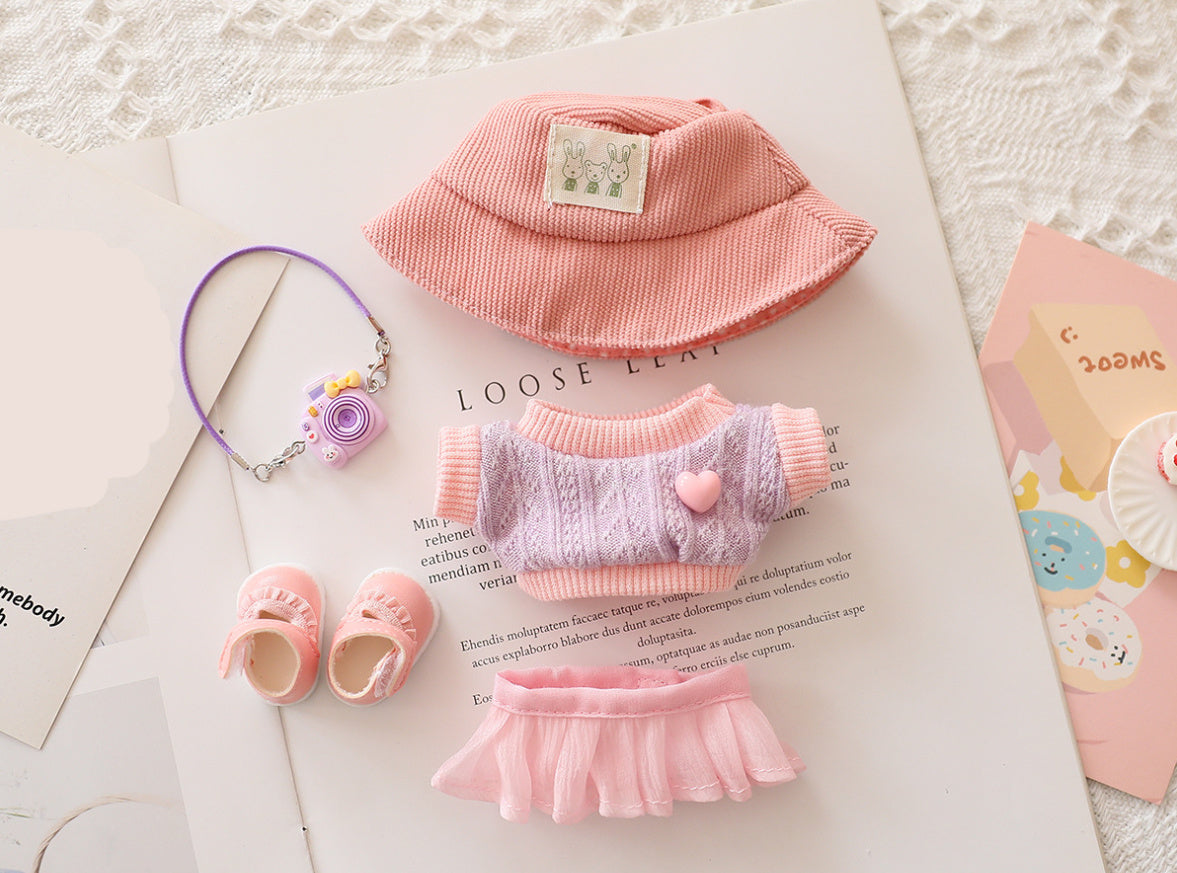5PCS-Set Cute Hat Shoes Doll Clothes Outfit Set For LABUBU 15CM-17CM Doll, Adorable Dress Up Accessories For Doll - Dolls Not Included - EBS PLATFORM INC.