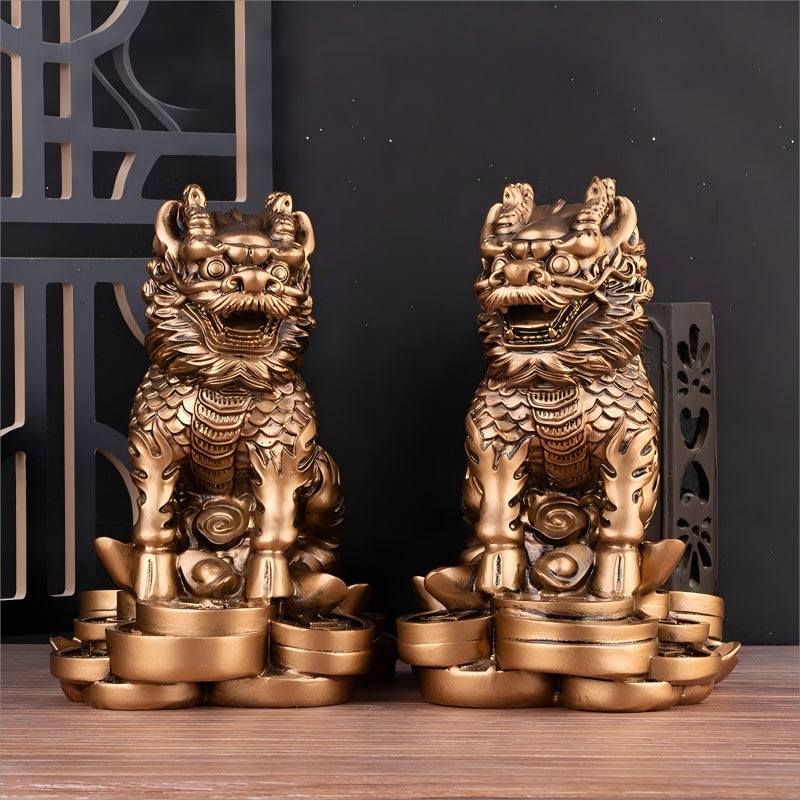 Lucky Jinbao Copper Kirin Gold Ingot Ornaments, Feng Shui Office Home Decoration, Housewarming, Business High-end Gifts - Prohibited For Sale On Temu