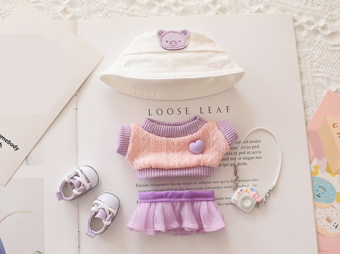 5PCS-Set Cute Hat Shoes Doll Clothes Outfit Set For LABUBU 15CM-17CM Doll, Adorable Dress Up Accessories For Doll - Dolls Not Included - EBS PLATFORM INC.