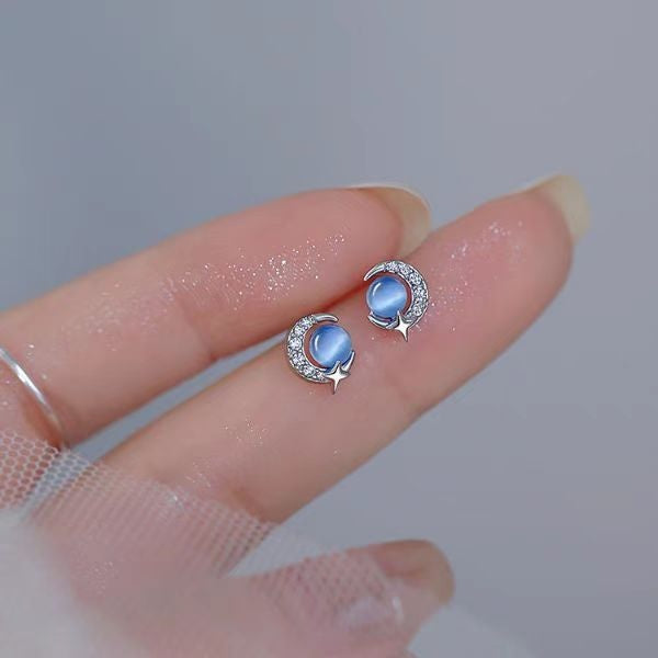 Starry Sky Women's Mini Blue Zircon Earrings-Stylish And Elegant, It's The Perfect Birthday Gift For Your Girlfriend Or Girlfriend-Selling On Temu Is Prohibited
