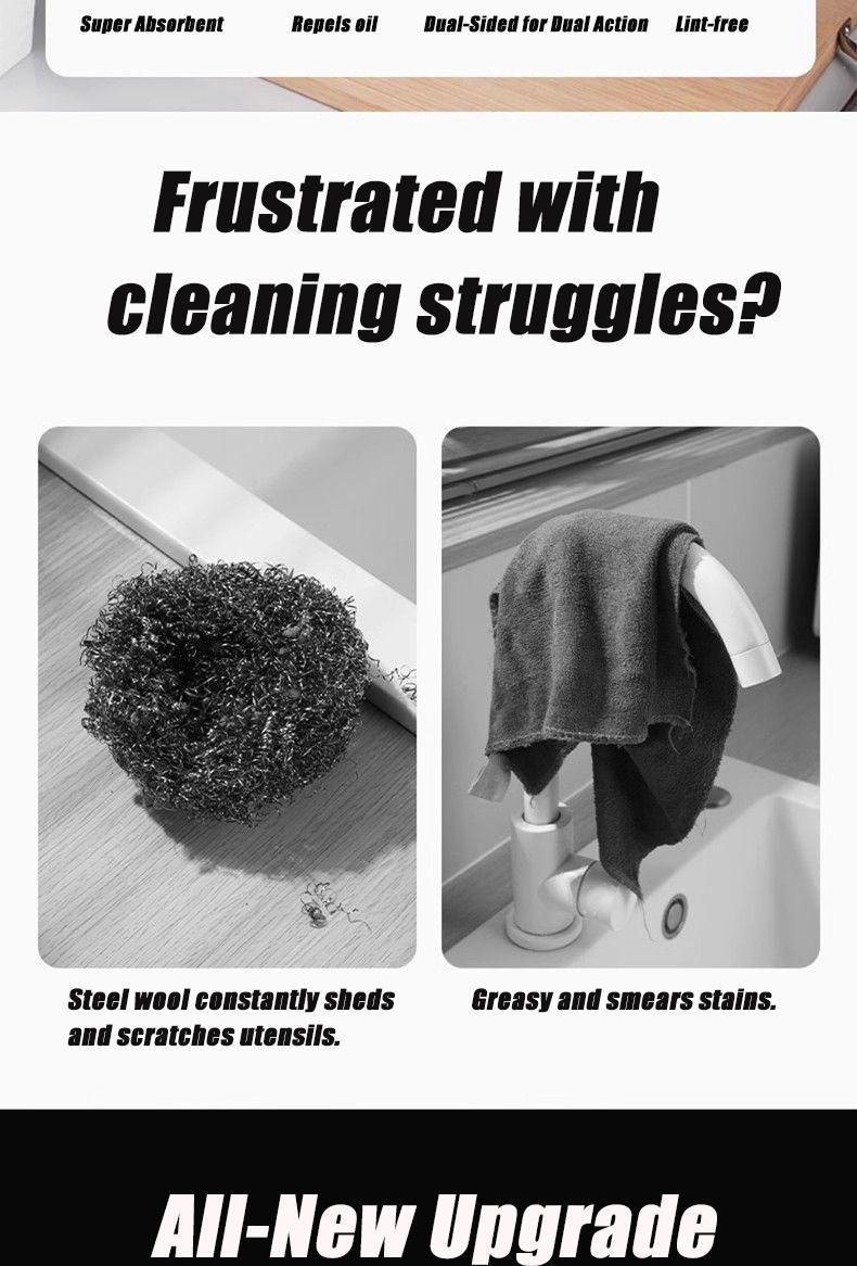 2025 Upgraded Version Scratch-Free Double-Sided Dishwashing Cloth Set Stainless Steel Mesh And Microfiber Material Reusable And Washable Multifunctional Kitchen Cleaning