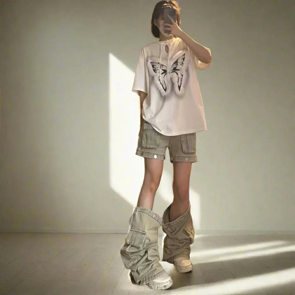 Women's High-Waist Cargo Pants, Loose Fit Convertible Pants With Zip-Off Legs To Shorts, Cotton Twill For All Seasons Forbidden Platform - Temu