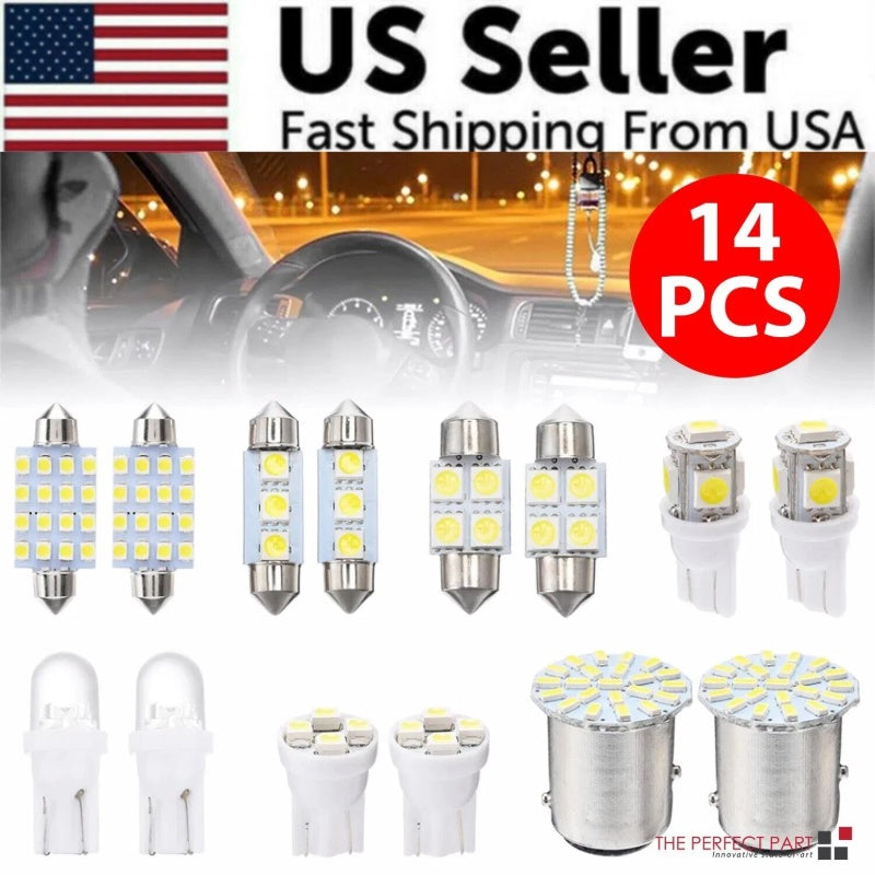 14Pcs T10 36mm LED Interior Car Accessories Kit Map Dome License Plate Lights - EBS PLATFORM INC.