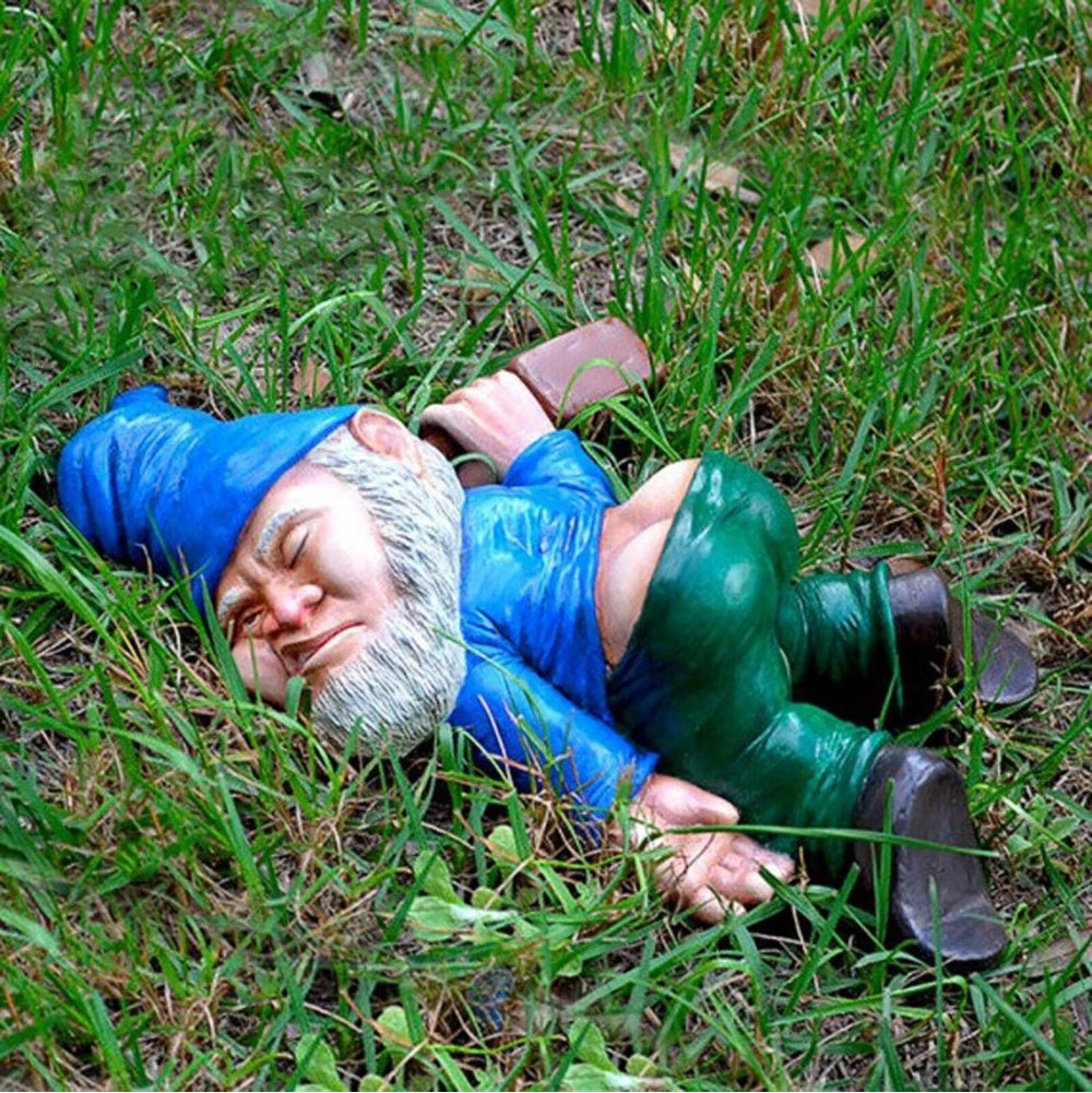 Drunk Garden Gnome Decoration Drunken Ornament Decor Yard Patio Lawn US